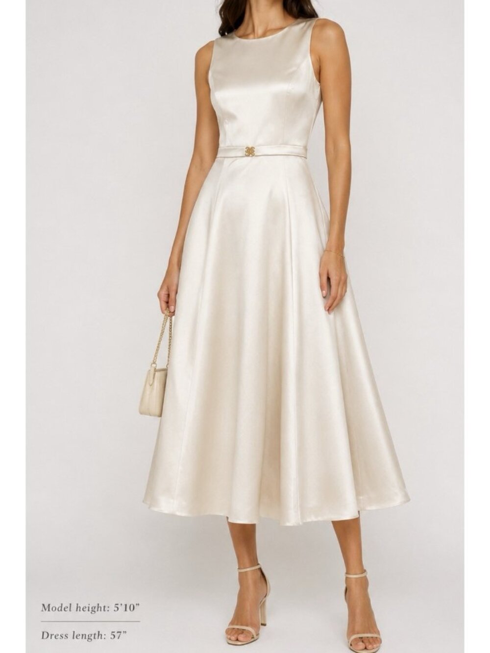 Vintage JESSICA MCCLINTOCK Midi Maxi Dress Sz 8 Satin Ivory Bridal USA Made READ